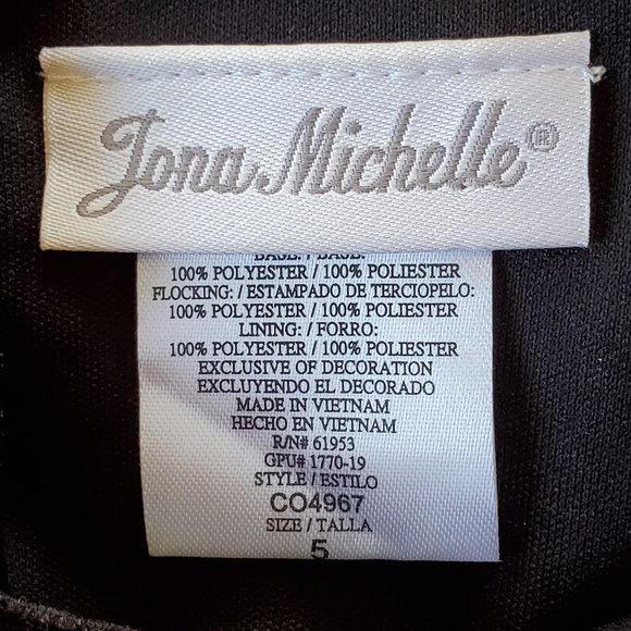 Jona Michelle Girls 5 Black Red Fancy Party Swing Dress Floral Flock Mesh Skirt - Picture 3 of 9